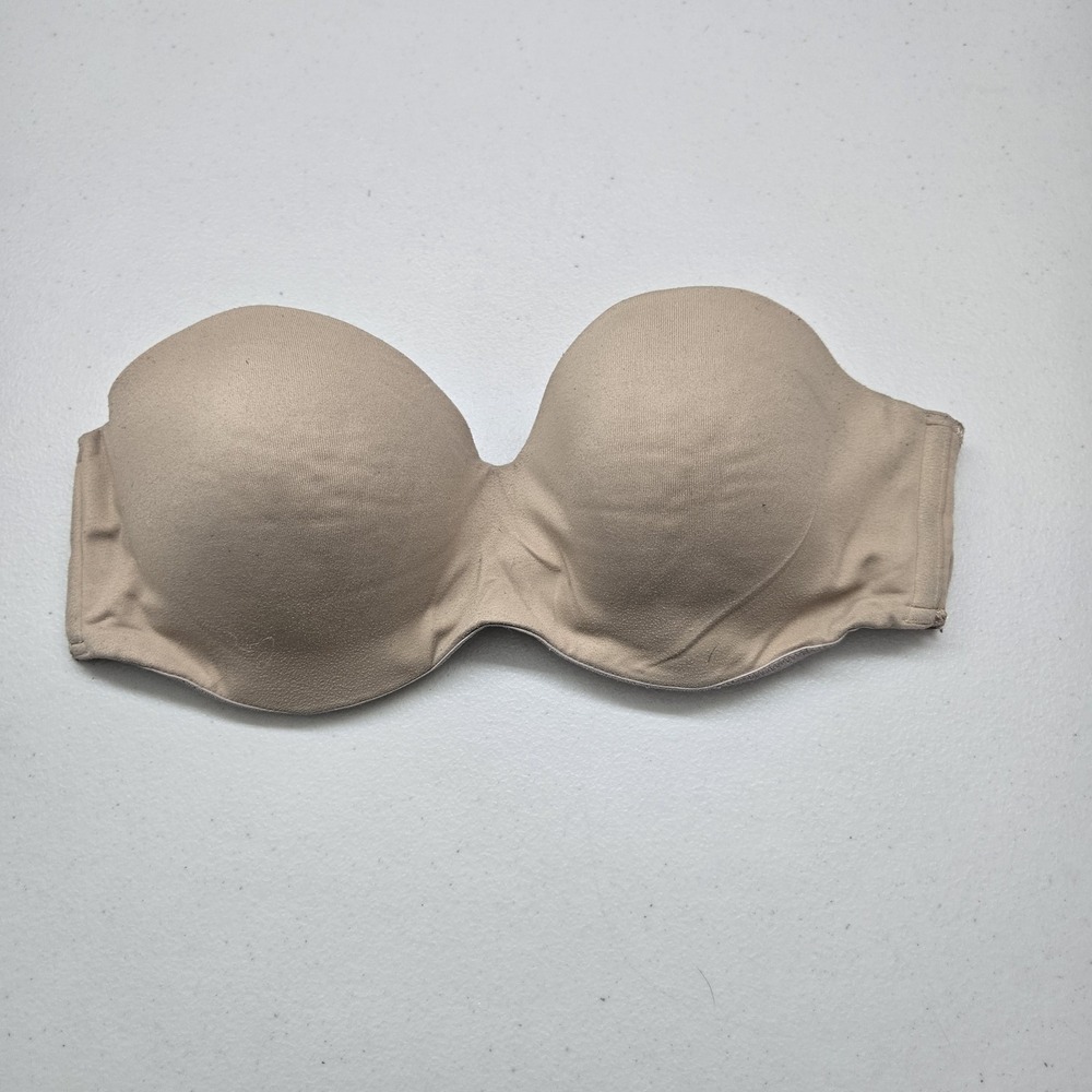 Victoria's Secret Women Bra 34D Beige T Shirt Underwired Strapless READ
